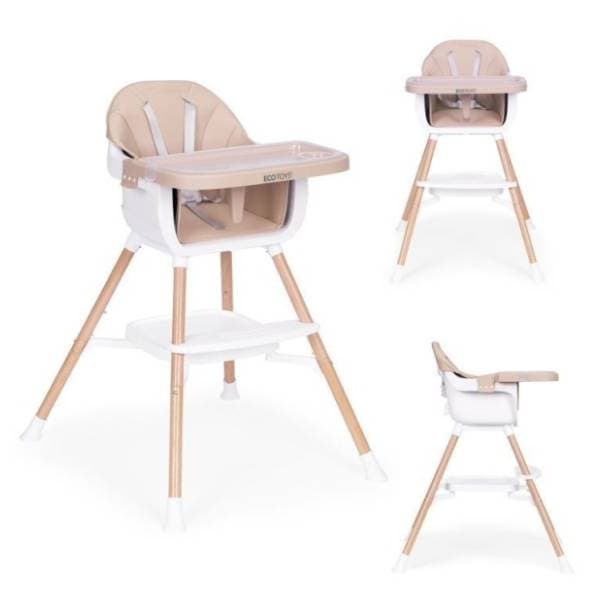 ECO TOYS stolica za hranjenje 2u1 bež 0