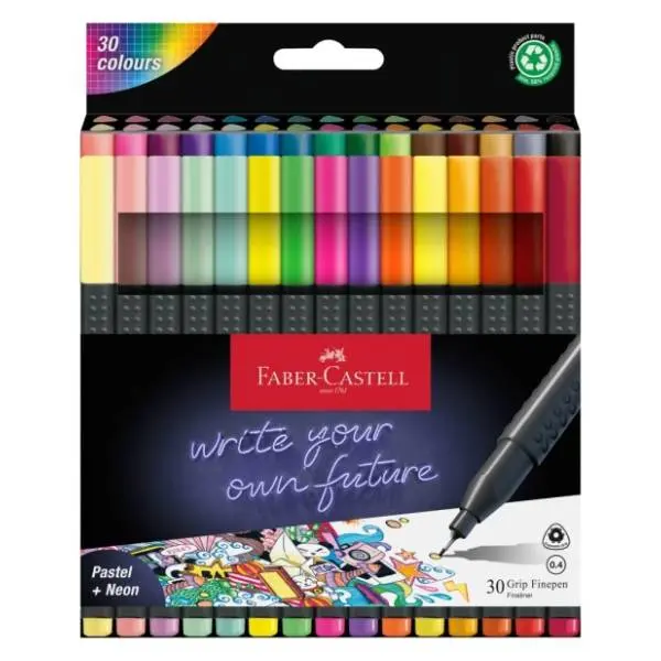 Flomasteri FABER CASTELL lajner grip pastel+neon 30kom 0