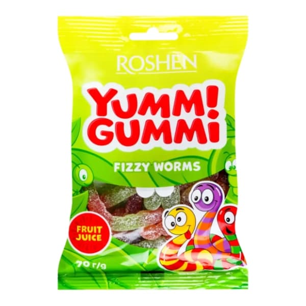 Gumene bombone ROSHEN yummi gummi fizzy worms 70g 0