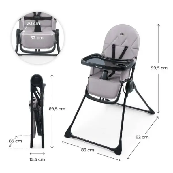 KINDERKRAFT hranilica za bebe Binci siva 1