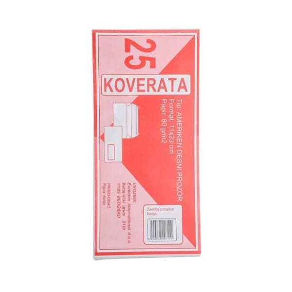 Koverta desni prozor 11x23cm Ameriken PIGNA 25kom 0