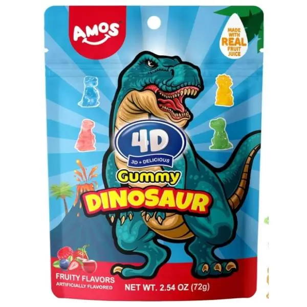Gumene bombone AMOS 4D dinosaur 72g 0