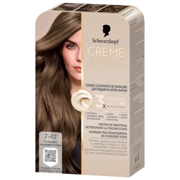 SCHWARZKOPF Creme Supreme farba za kosu 7-42 blond nude 0