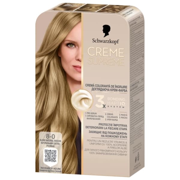 SCHWARZKOPF Creme Supreme farba za kosu 8-0 blond natural 0