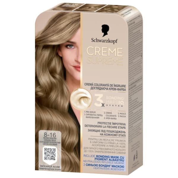 SCHWARZKOPF Creme Supreme farba za kosu 8-16 ash blonde 0