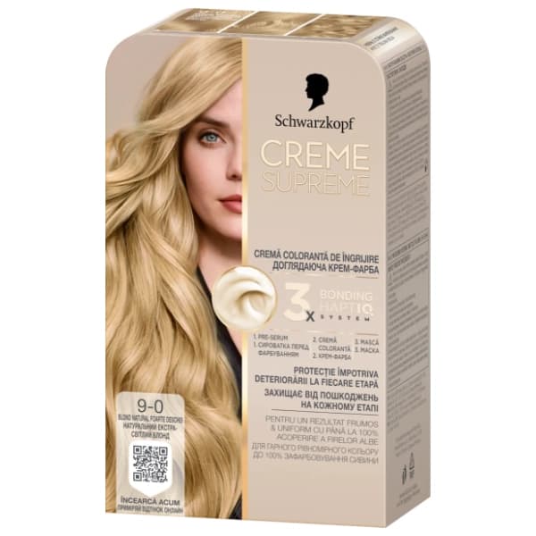SCHWARZKOPF Creme Supreme farba za kosu 9-0 light blond 0