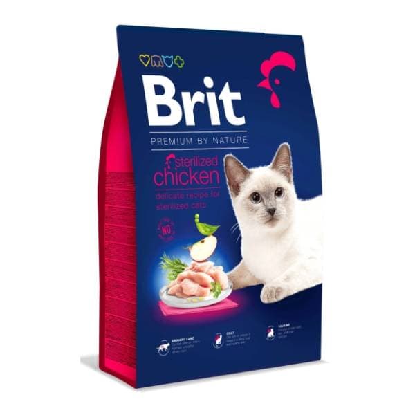 BRIT Premium by nature sterilized hrana za mačke piletina 8kg 0