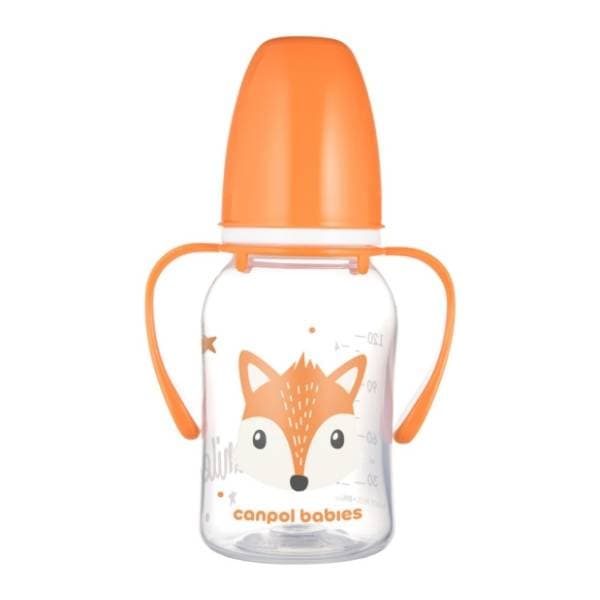 CANPOL BABIES Cute animals flašica sa drškom 120ml narandžasta 0
