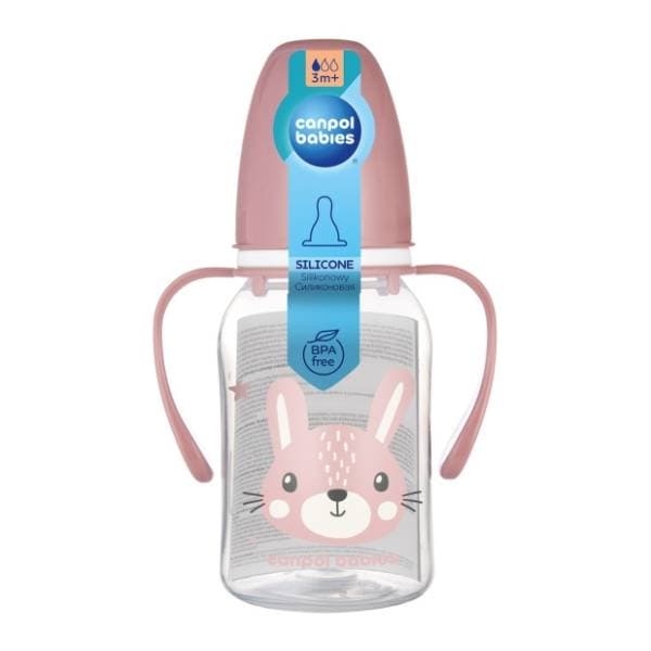 CANPOL BABIES Cute animals flašica sa drškom 120ml roze 0