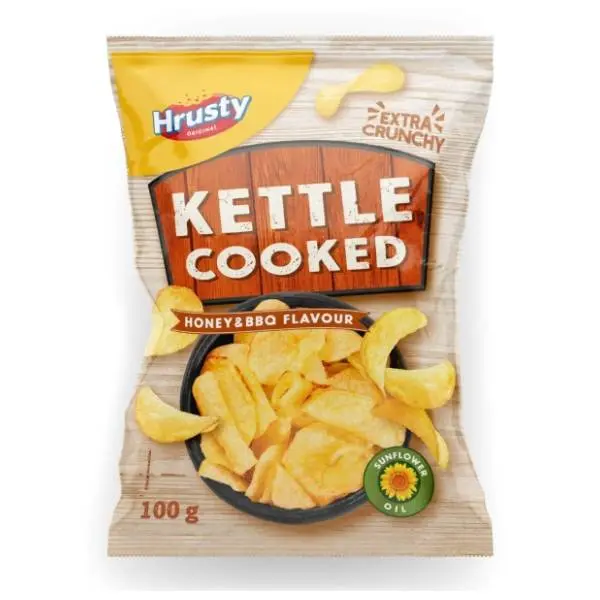Čips HRUSTY Hand cooked bbq & med 100g 0