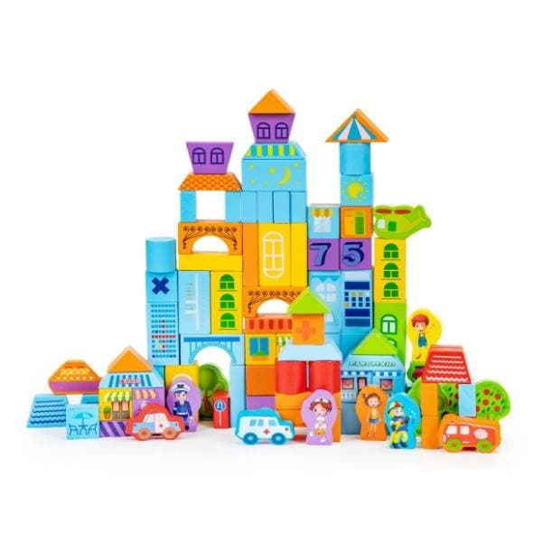 ECO TOYS edukativne drvene kocke City 0