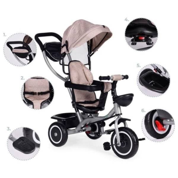 ECO TOYS tricikl 2u1 sa rotirajućim sedištem bež 2