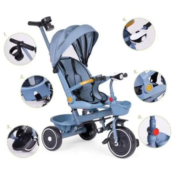 ECO TOYS tricikl 2u1 sa rotirajućim sedištem plavi 2