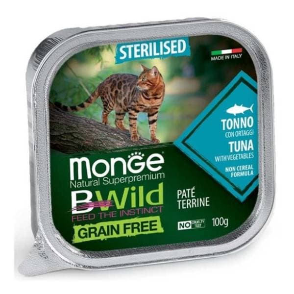 MONGE Bwild pašteta za sterilisane mačke tuna i povrće 100g 0