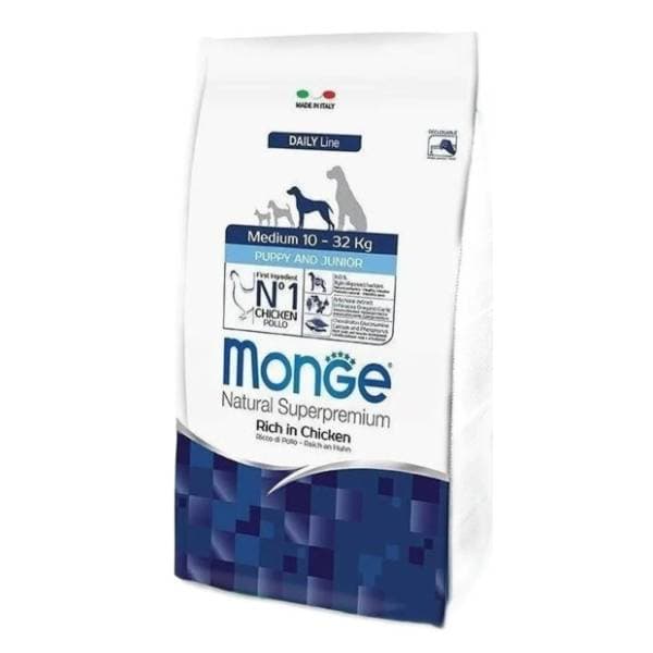 MONGE Medium puppy & junior hrana za pse piletina 12kg 0