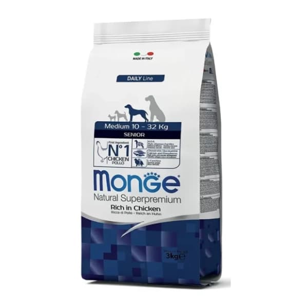 MONGE Medium senior hrana za pse piletina 3kg 0