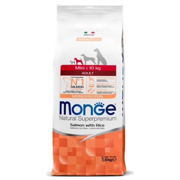 MONGE Mini adult hrana za pse losos i pirinač 7,5kg 0