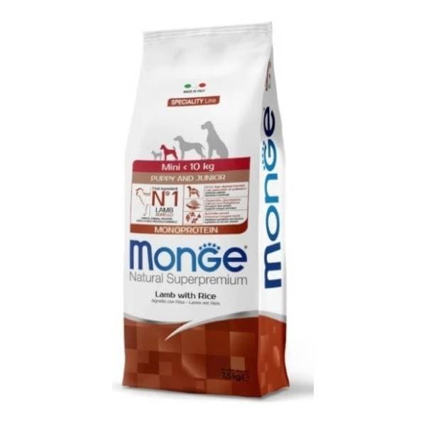 MONGE Mini puppy hrana za štence jagnjetina i pirinač 7,5kg 0