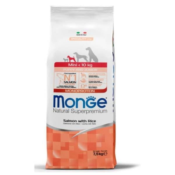 MONGE Mini puppy hrana za štence losos i pirinač 7,5kg 0