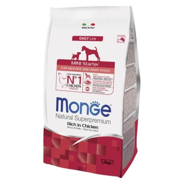 MONGE Mini starter hrana za pse tokom dojenja piletina 1,5kg 0