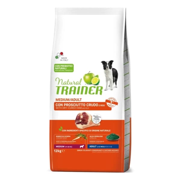 NATURAL TRAINER Medium adult hrana za pse šunka i pirinač 12kg 0