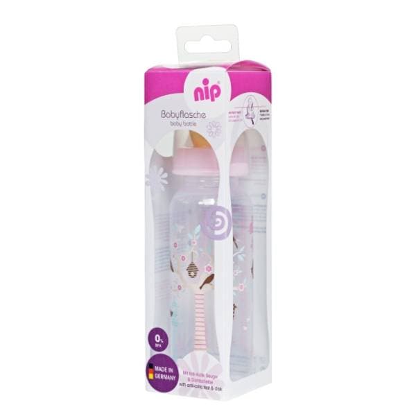 NIP Family Girl flašica 250ml roze i kaučuk cucla (6m+) 0