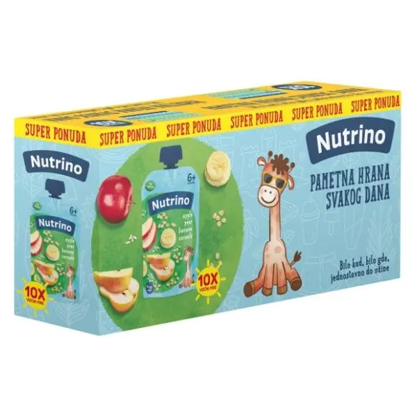 NUTRINO voćni pire jabuka kruška banana sa žitaricama 10x100g 0