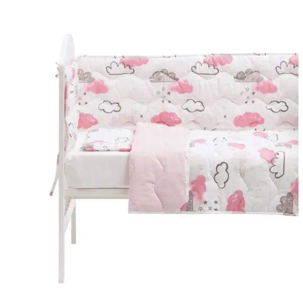 STEFAN posteljina sa ogradicom za bebe Oblak 80 x 120 cm roze 0