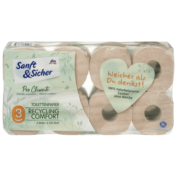 Toalet papir SANFT&SICHER pro climate reciklirani 3sloja 8kom 0