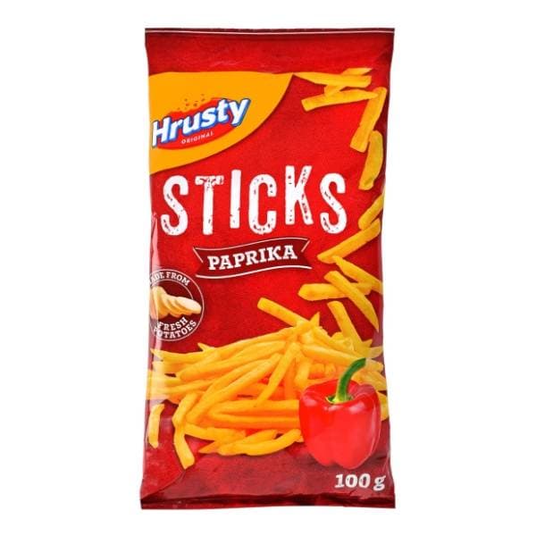 Čips HRUSTY Sticks paprika 100g 0