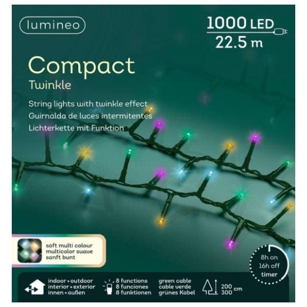Lampice za jelku sa 1000 multi LED dioda 22,5m Lumineo 0