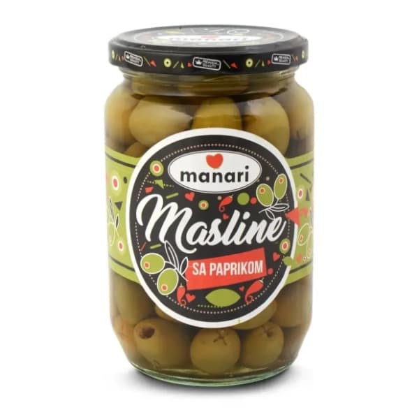 MANARI zelene masline sa paprikom 680g 0