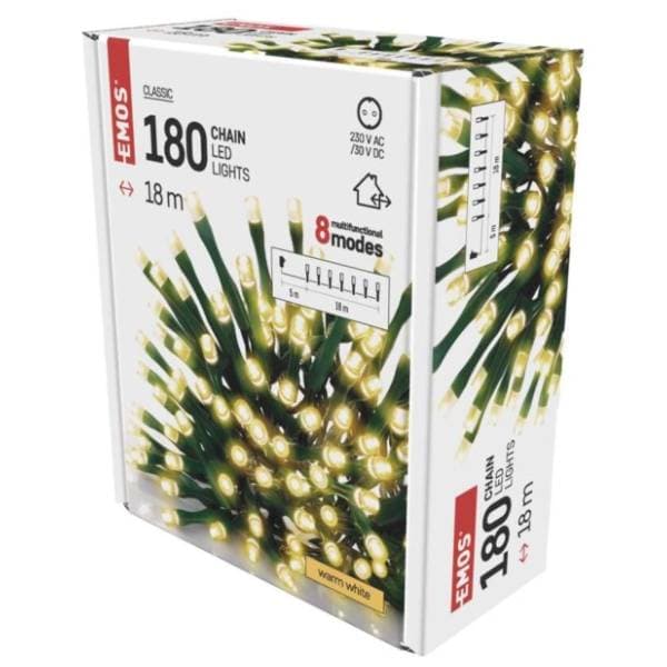 Svetleći niz sa 180 toplo belih LED dioda 18m Emos 0