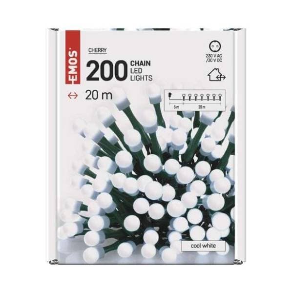Svetleći niz sa 200 hladno belih LED dioda 20m Emos 0