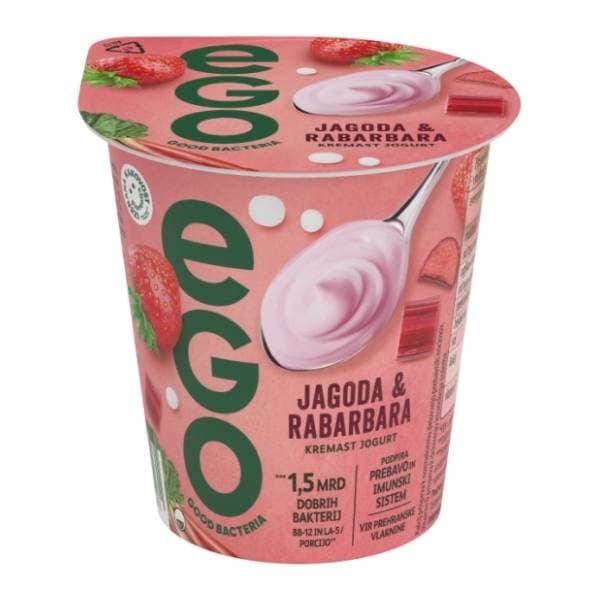 Voćni jogurt EGO jagoda i rabarbara 330g 0