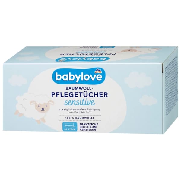 Pamučne maramice BABYLOVE sensitie 100% 50kom 0
