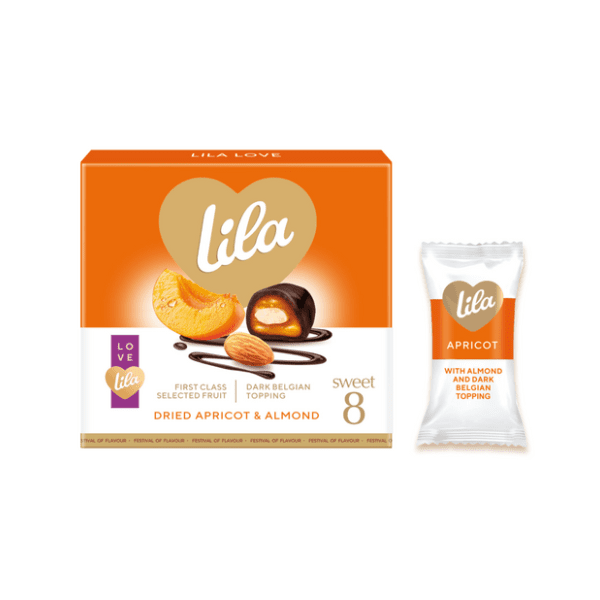 Praline LILA suva kajsija sa bademom u kakao prelivu 200g 0