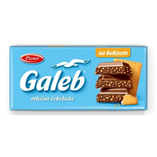 Čokolada PIONIR Galeb mlečni krem i keks 100g 0