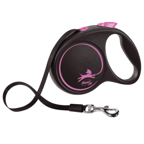 FLEXI Black design tape povodac za pse M 5m roze 0