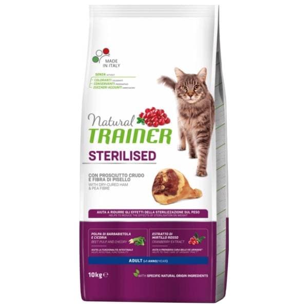 NATURAL TRAINER Adult sterilized hrana za mačke šunka 10kg 0