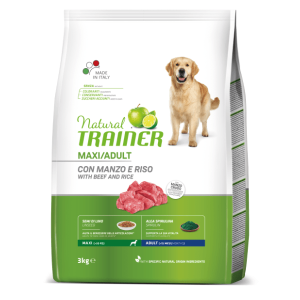 NATURAL TRAINER Maxi adult hrana za pse govedina i pirinač 3kg 0