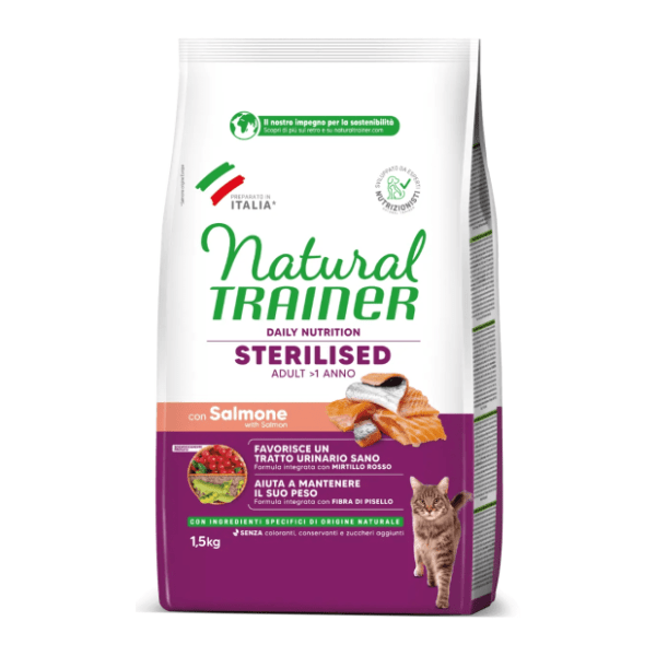 NATURAL TRAINER Sterilised hrana za mačke losos 1,5kg 0
