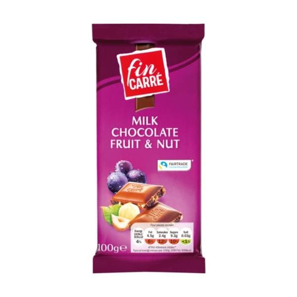 Čokolada FIN CARRE sa grožđem i lešnikom mlečna 100g 0