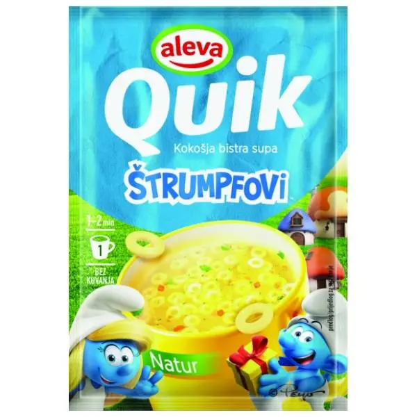 Instant supa QUIK Aleva Štrumpfovi kokošija bistra 12g 0