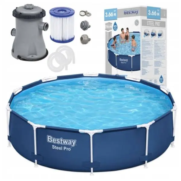 BESTWAY bazen za dvorište sa pumpom 366x76cm Steel Pro 1