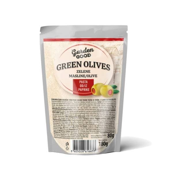 GARDEN GOOD zelene masline sa paprikom 180g 0