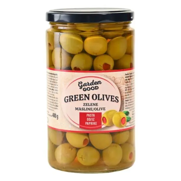 GARDEN GOOD zelene masline sa paprikom 700g 0