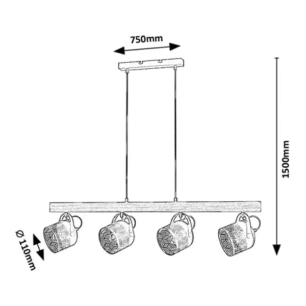 RABALUX visilica 4x40W E14 Rotem 3300 2