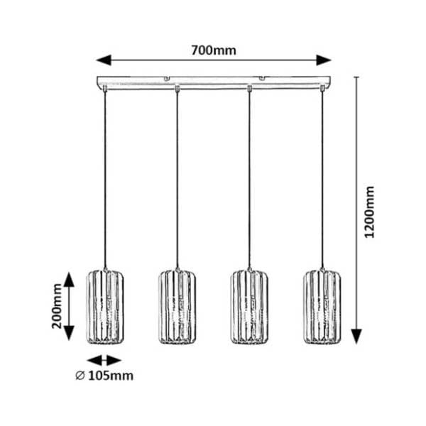 RABALUX visilica 4x40W E27 Veness 72256 1