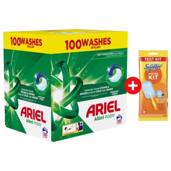 ARIEL kapsule 2x50kom + Swiffer Duster Starter + dopuna 1kom 0